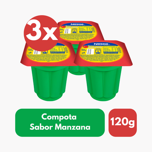 Pack 3 Un Compota Nestlé Sabor Manzana 120 g
