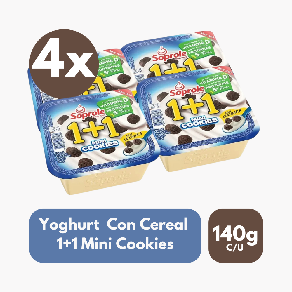 Pack 4 Un Yoghurt con Cereal 1+1 Mini Cookies 140 g