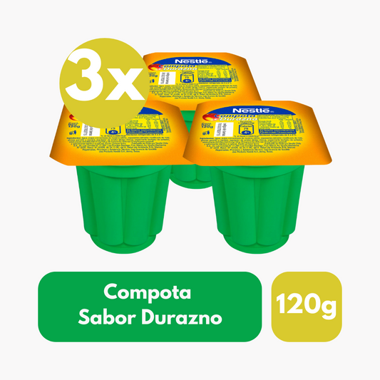 Pack 3 Un Compota Nestlé Sabor Durazno 120 g