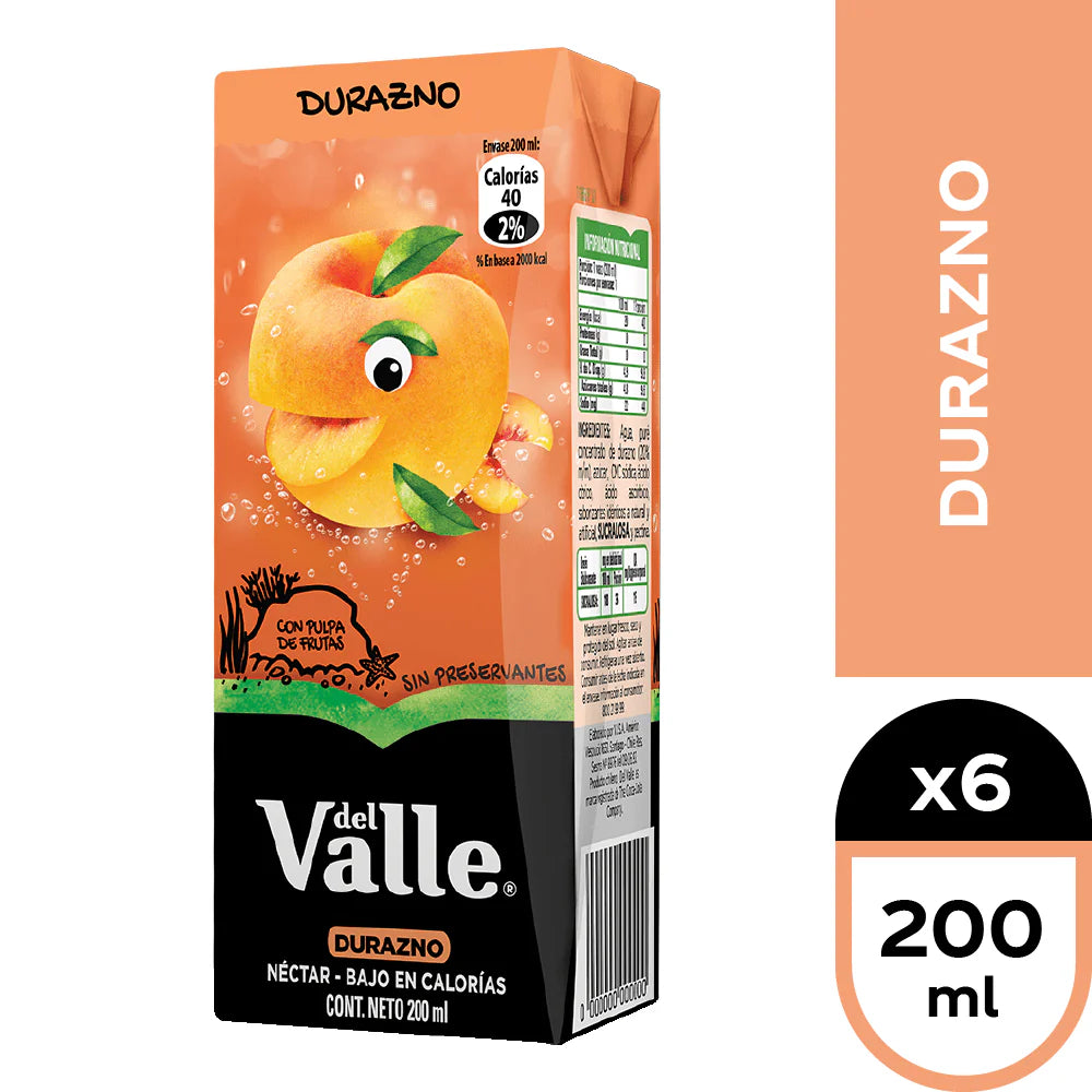 Pack Néctar Durazno Andina del Valle 200ml 6un