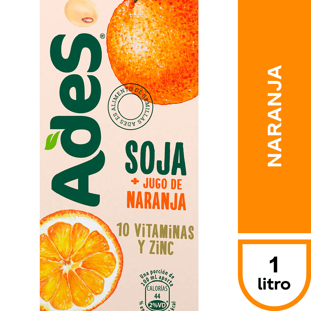 Jugo de Soja Ades Naranja 1 L