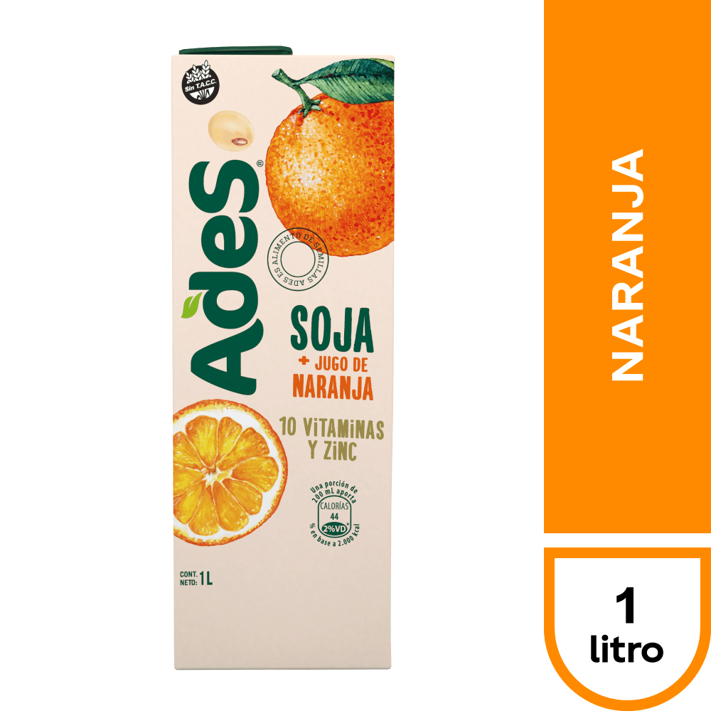 Jugo de Soja Ades Naranja 1 L