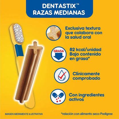 Snack Perro Adulto Pedigree Dentastix Raza Mediana 3 un.