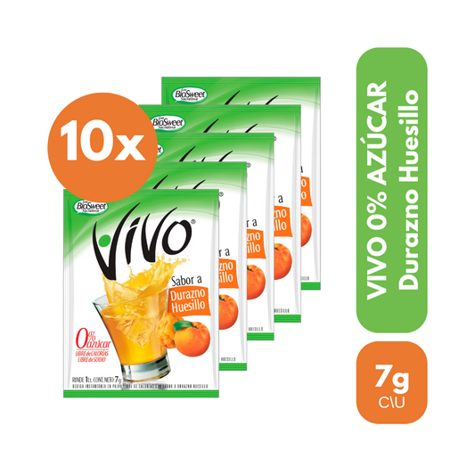 Pack 10 Un Jugo En Polvo Vivo Durazno Huesillo 7 g