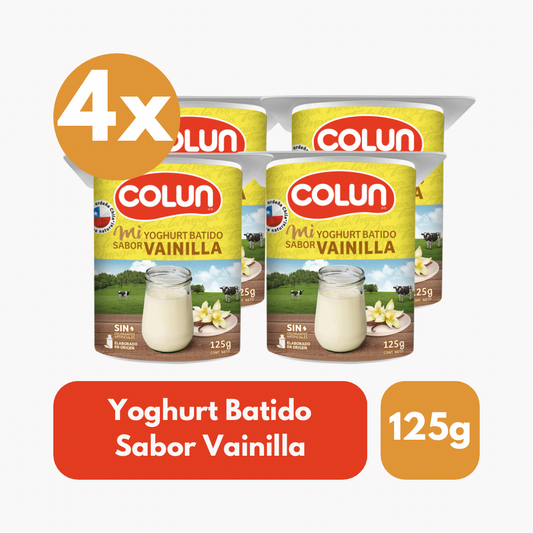 Pack 4 Un Yoghurt Batido Colun Sabor Vainilla 125 Gr