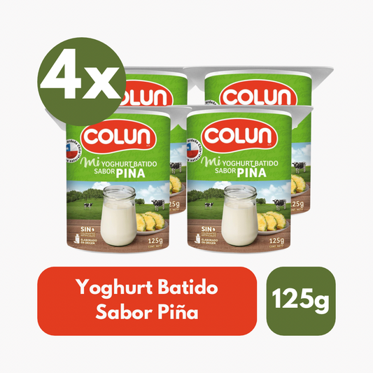Pack 4 Un Yoghurt Batido Colun Sabor Piña 125 Gr