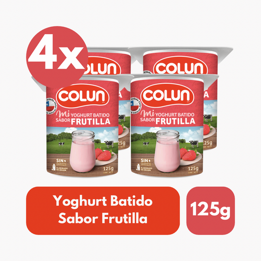 Pack 4 Un Yoghurt Batido Colun Sabor Frutilla 125 Gr
