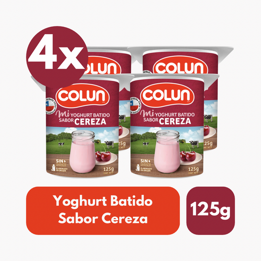 Pack 4 Un Yoghurt Batido Colun Sabor Cereza 125 Gr