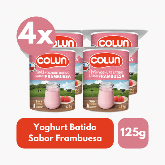 Pack 4 Un Yoghurt Batido Colun Sabor Frambuesa 125 Gr