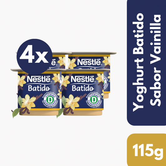 Pack 4 Un Yoghurt Batido Nestlé Sabor Vainilla 115 Gr