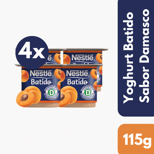 Pack 4 Un Yoghurt Batido Nestlé Sabor Damasco 115 Gr
