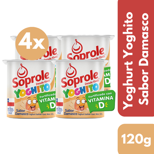 Pack 4 Un Yoghurt Yoghito Soprole Damasco 120 Gr