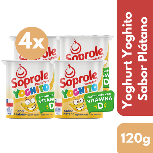 Pack 4 Un Yoghurt Yoghito Soprole Plátano 120 Gr
