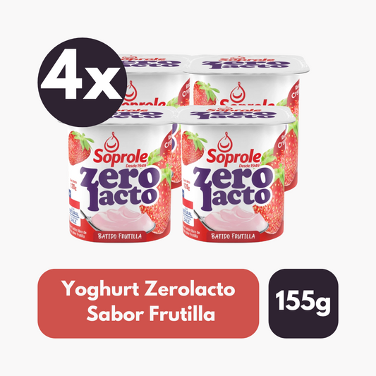 Pack 4 Un Yoghurt Batido Zerolacto Sabor Frutilla 120 Gr