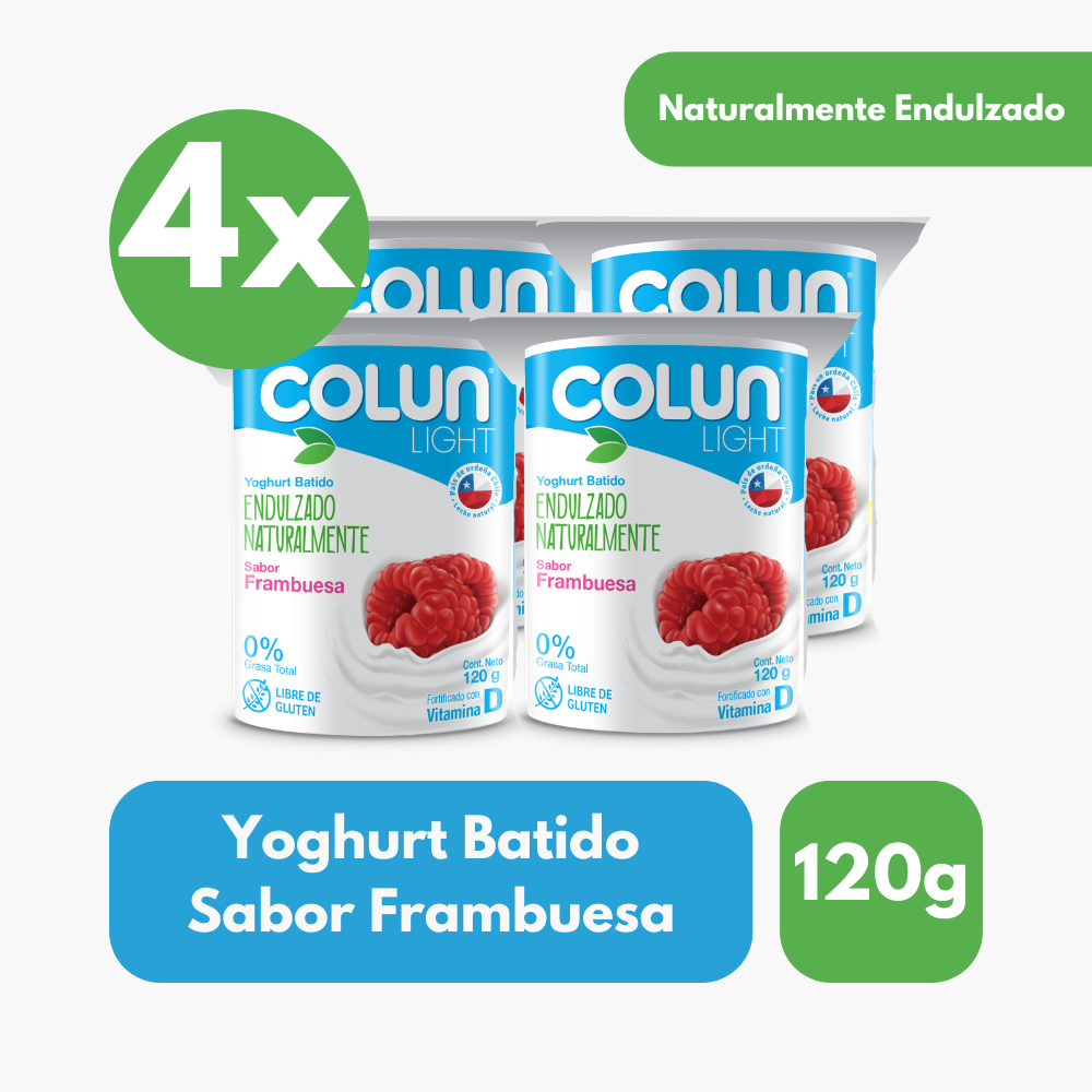 Pack 4 Un Yoghurt Light Colun Frambuesa 120 Gr