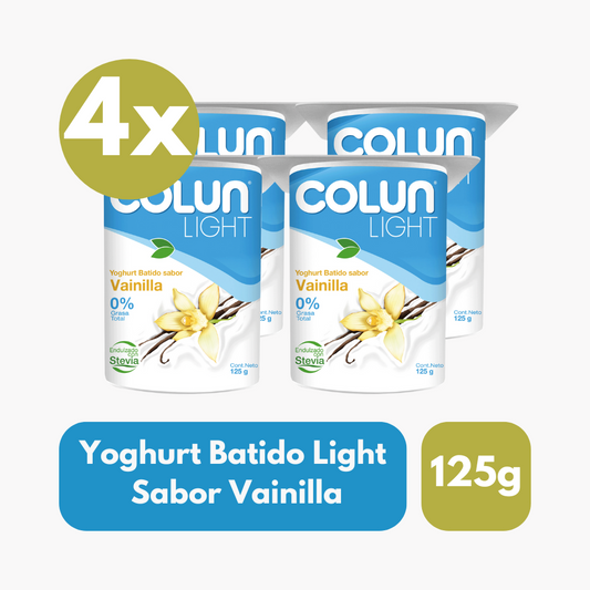 Pack 4 Un Yoghurt Batido Colun Light Sabor Vainilla 125 Gr