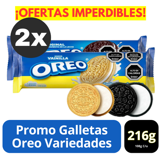 Promo 2X Galletas Oreo Variedades 216 g