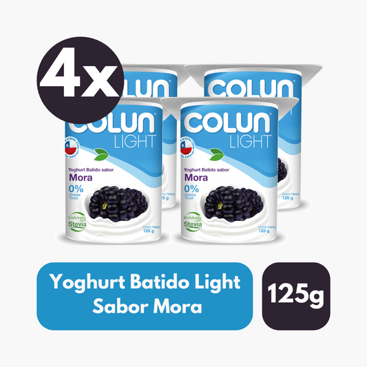 Pack 4 Un Yoghurt Batido Colun Light Sabor Mora 125 Gr