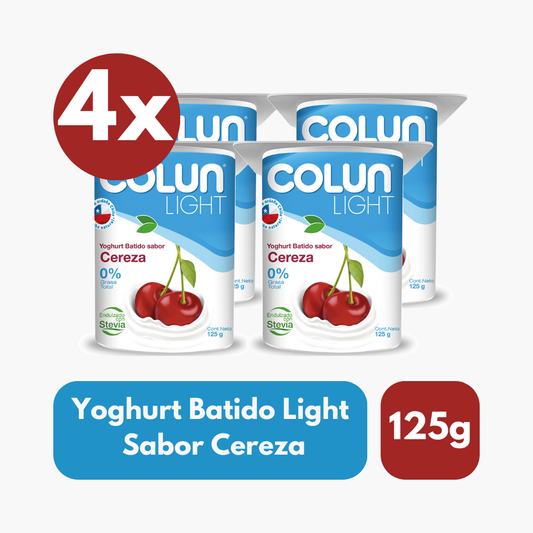 Pack 4 Un Yoghurt Batido Colun Light Sabor Cereza 125 Gr