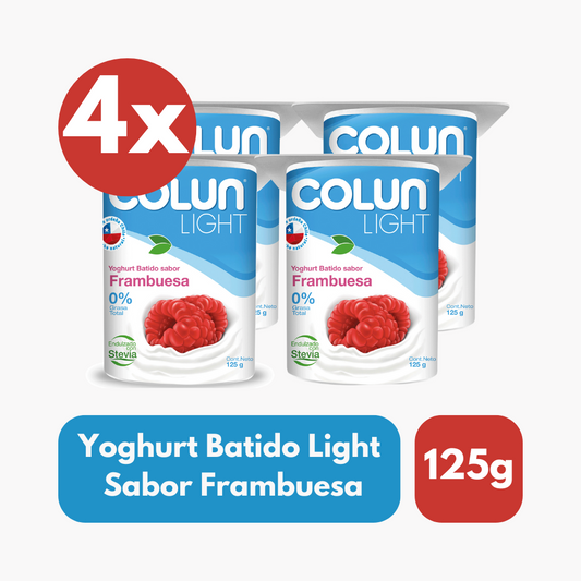 Pack 4 Un Yoghurt Batido Colun Light Sabor Frambuesa 125 Gr