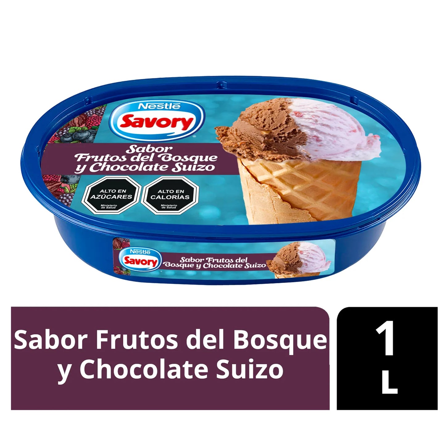 Helado Frutos del Bosque y Chocolate Suizo Savory 1 L