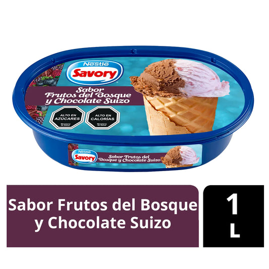 Helado Frutos del Bosque y Chocolate Suizo Savory 1 L