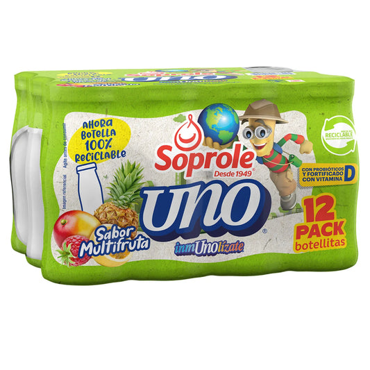 Probiótico UNO Multifruta Pack 12 Botellas, 80 ml c/u