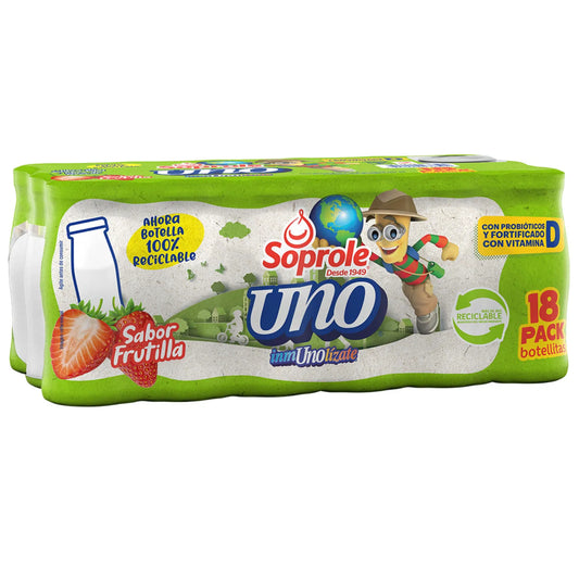 Probiótico UNO Frutilla Pack 18 Botellas, 80 ml c/u
