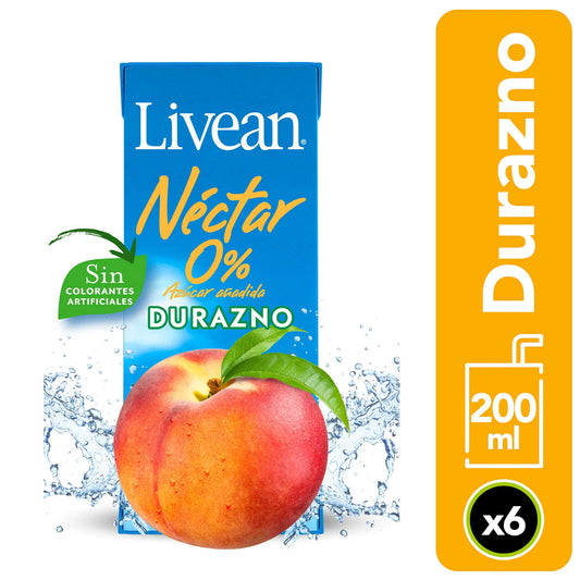Pack Néctar Durazno Livean 6 Un 200 Ml