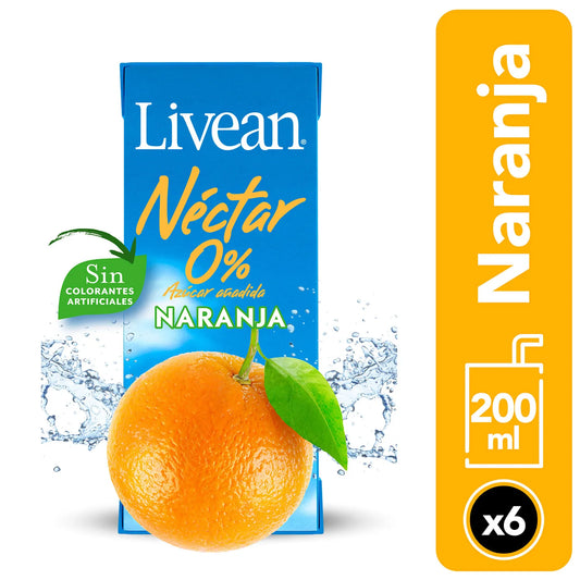 Pack Néctar Naranja Livean 6 Un 200 Ml