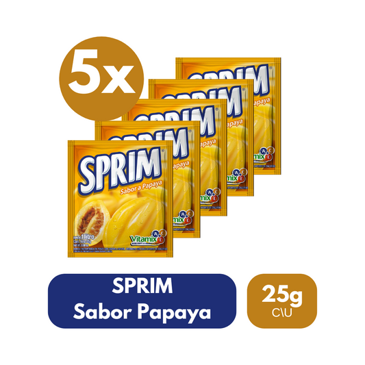 Pack 5 Un Jugo En Polvo Sprim Papaya 25 Gr