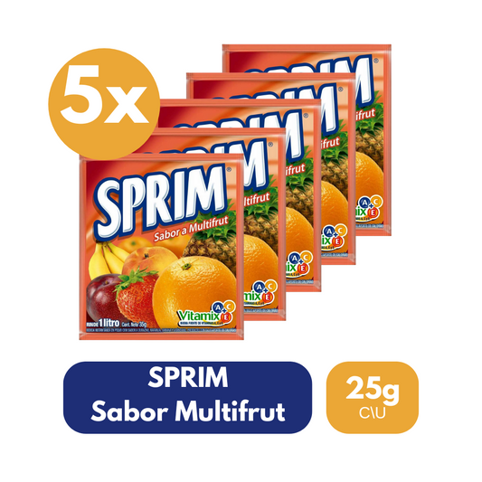 Pack 5 Un Jugo En Polvo Sprim Multifrut 25 Gr