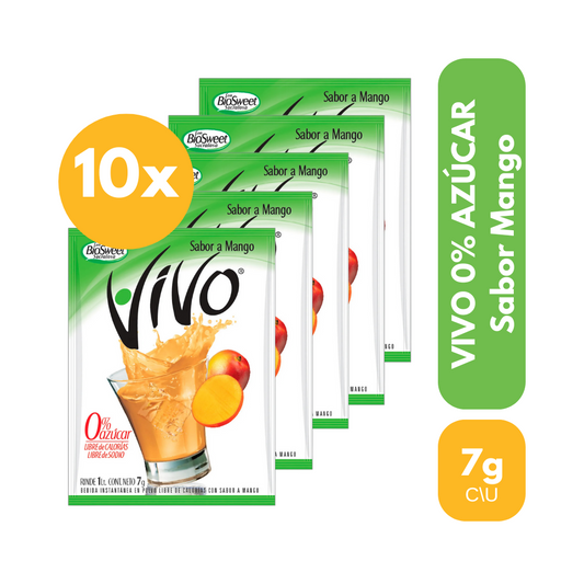 Pack 10 Un Jugo En Polvo Vivo Mango 7 g
