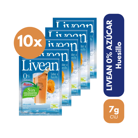 Pack 10 Un Jugo En Polvo Livean Huesillo 7 Gr