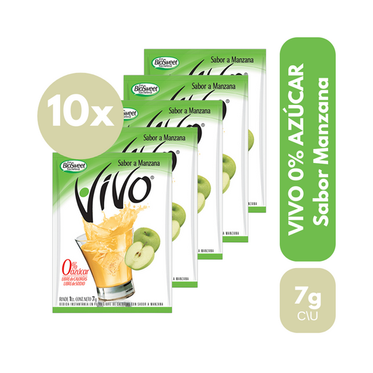 Pack 10 Un Jugo En Polvo Vivo Manzana 7 g