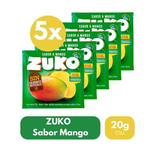 Pack 5 Un Jugo En Polvo Zuko Sabor Mango 20 g