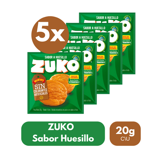 Pack 5 Un Jugo En Polvo Zuko Sabor Huesillo 20 g