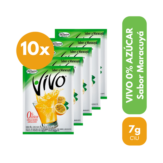 Pack 10 Un Jugo En Polvo Vivo Maracuyá 7 g