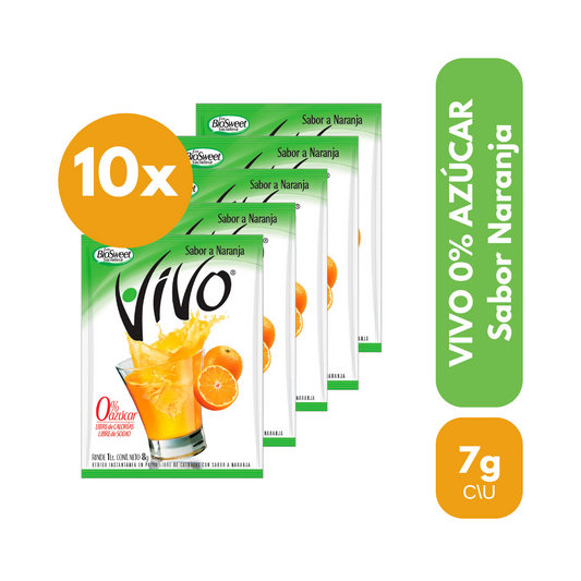 Pack 10 Un Jugo En Polvo Vivo Naranja 7 g