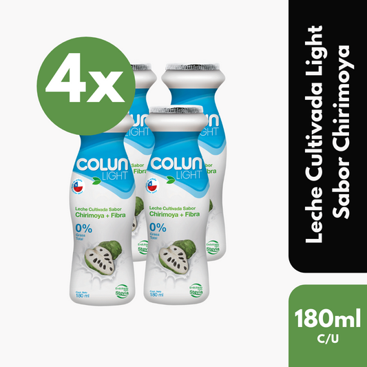 Pack 4 Un Leche Cultivada Colun Light con Fibra Chirimoya 180 ml
