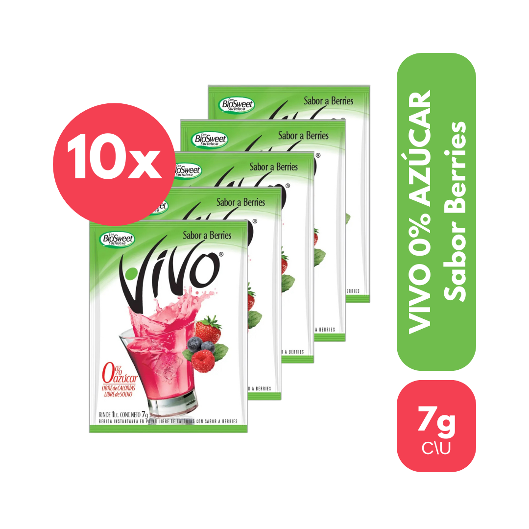 Pack 10 Un Jugo En Polvo Vivo Berries 7 g