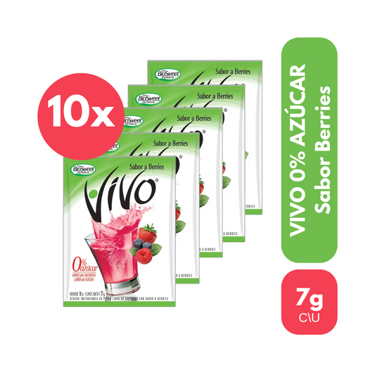 Pack 10 Un Jugo En Polvo Vivo Berries 7 g
