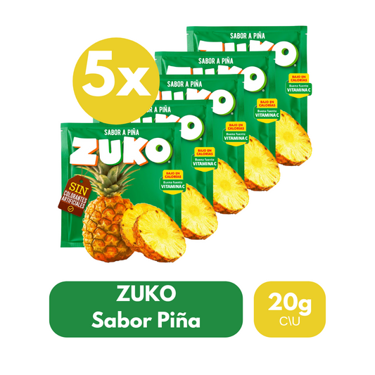 Pack 5 Un Jugo En Polvo Zuko Sabor Piña 20 g