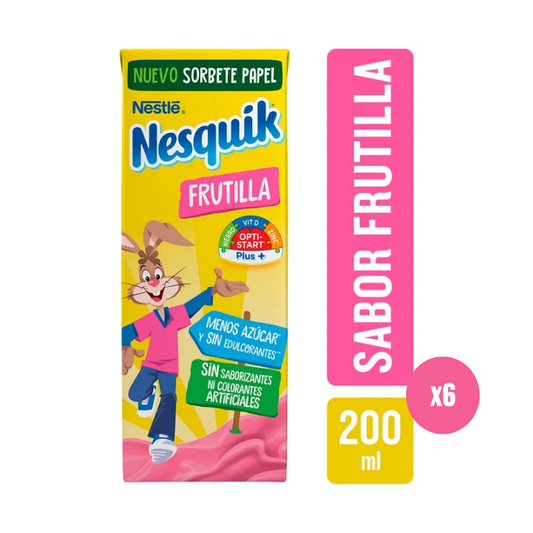 Pack 6 Un Leche Frutilla Nesquik 200 Ml