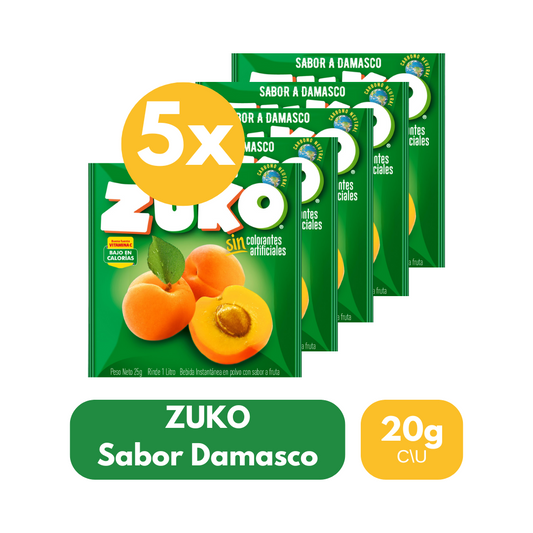 Pack 5 Un Jugo En Polvo Zuko Sabor Damasco 20 g